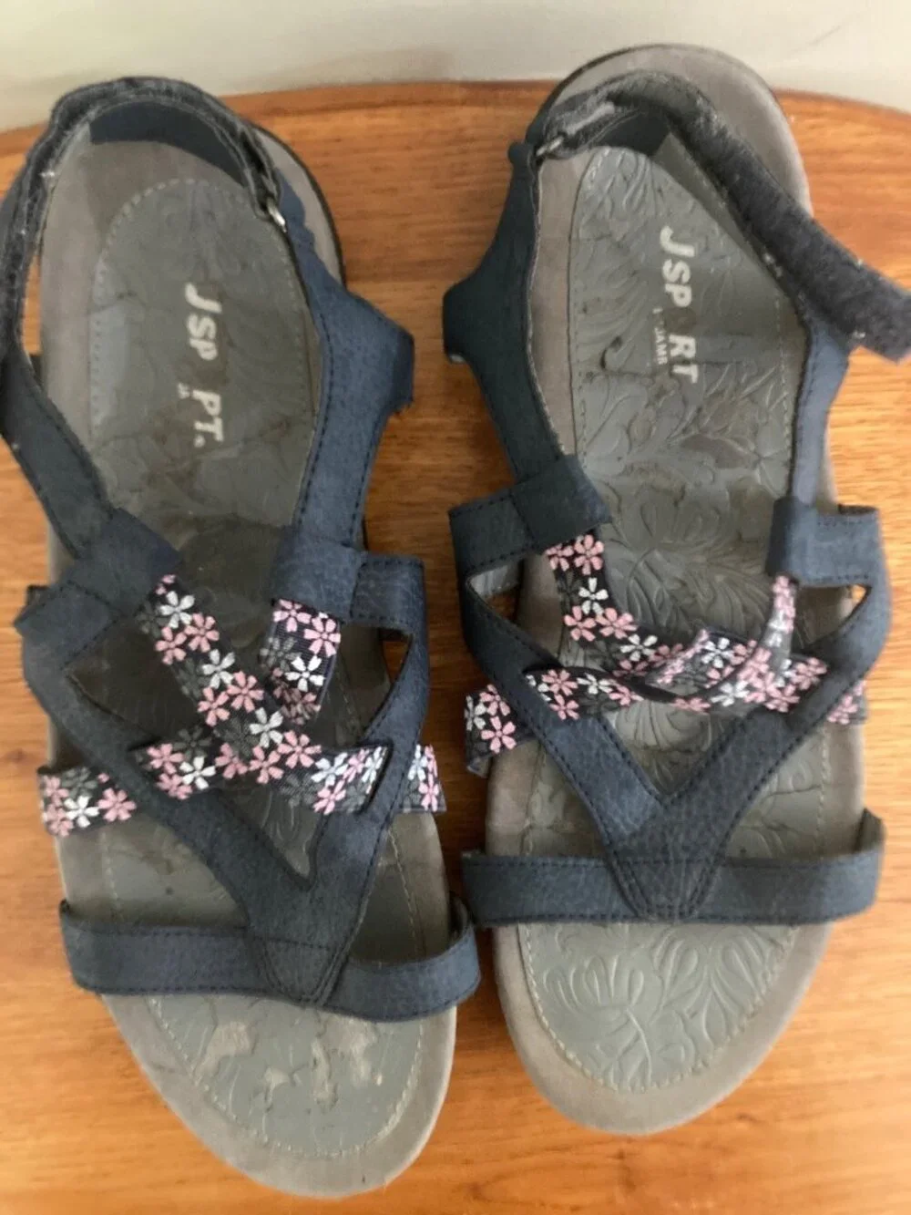 Jambu By Jsport Womens Woodland Vegan Sandals 9M With Floral Straps In Navy